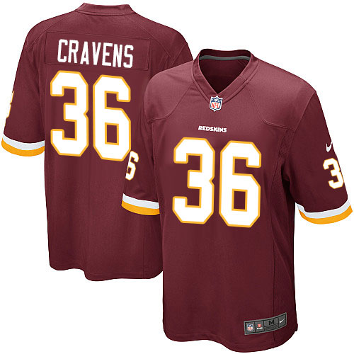 Men's Game Su'a Cravens Nike Jersey Burgundy Red Home - #36 NFL Washington Redskins